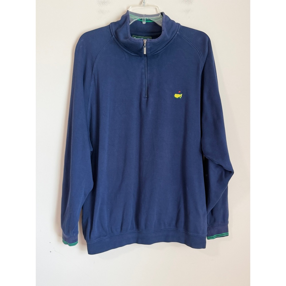Masters Collection Quarter Zip Pullover Mens XL Navy Blue Pima Cotton Golf Logo